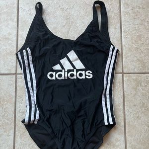 new Womens Adidas One piece Swimsuit three striped Medium Black